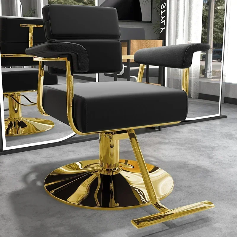

Hairdressing Gold Chair Luxury Swivel Barbershop Professional Salon Beauty Barber Chair Makeup Cadeira De Barbeiro Furniture
