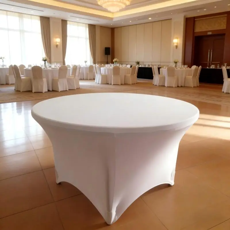 

Spandex Tablecloth Round Stretch Fitted Elastic Table Cover for Wedding Decoration Birthday Party Hotel Holiday Festival