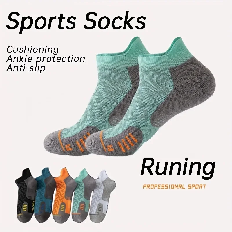 4 Pairs of Quick-Dry Men\'s Crew Sport Socks - Comfortable, Breathable, Non-slip Polyester Socks for Outdoor Running, Hiking, Tre