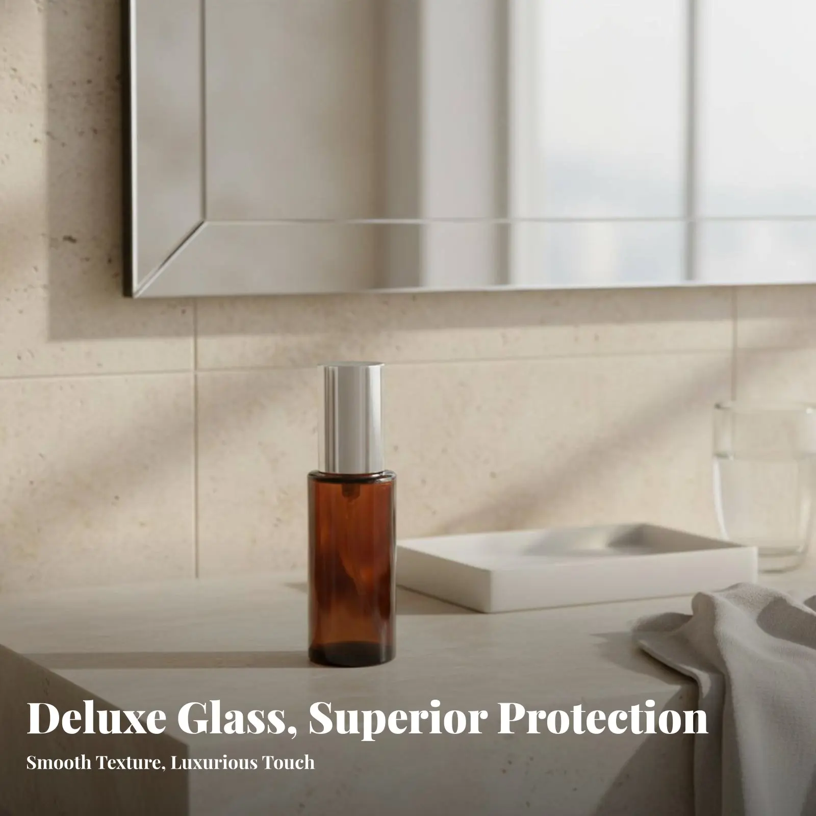 

Стеклянный флакон-спрей медового оттенка с контролируемой подачей, стеклянная бутылка-помпа медового оттенка, портативный косметический дозатор, герметичный