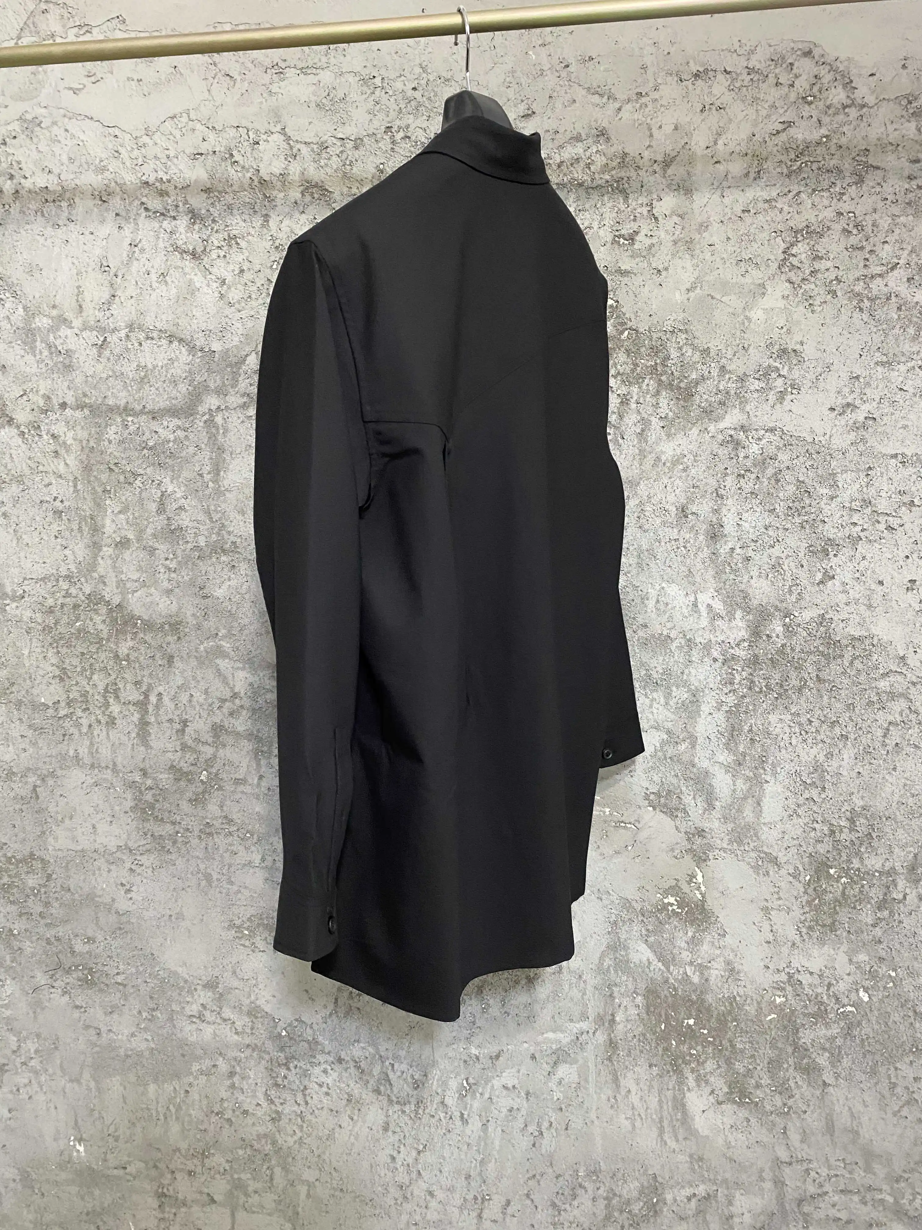 TOP-YAMAMOTO Casaco de viajante com vários bolsos original, jaqueta camisa preta, roupa de trabalho