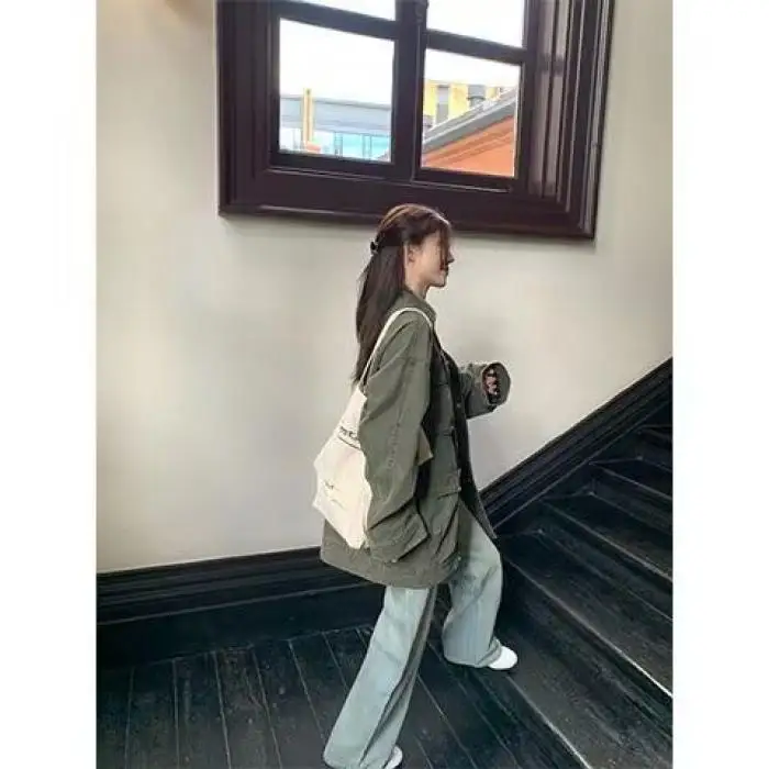 

Spring Autumn Loose Fit Men's Jaet Cool Street Sle High Street Trend Harajuku Korean Version Casual Outerwear Coat