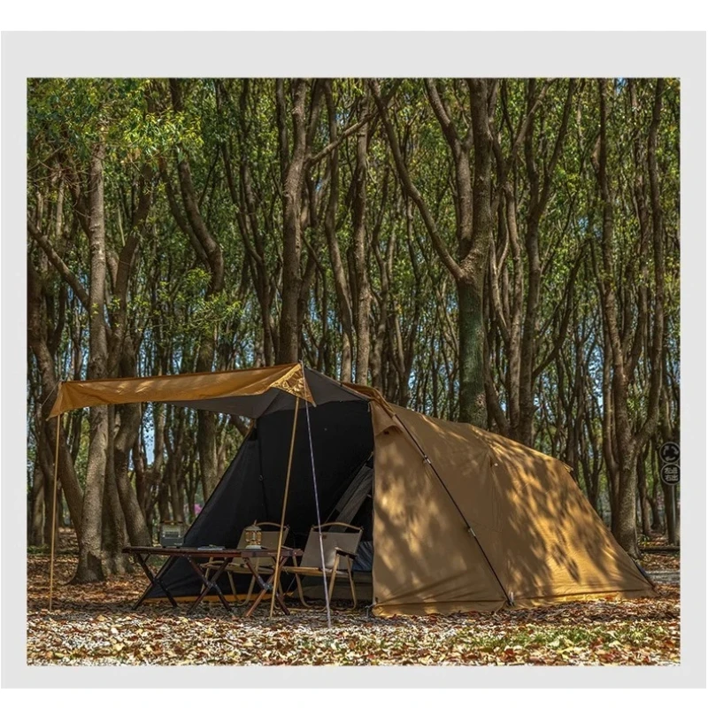 

Туннельная палатка для кемпинга на открытом воздухе, предотвращение дождя в ночное время, оборудование для кемпинга, полный набор для одной комнаты, большая космическая палатка с двумя зала