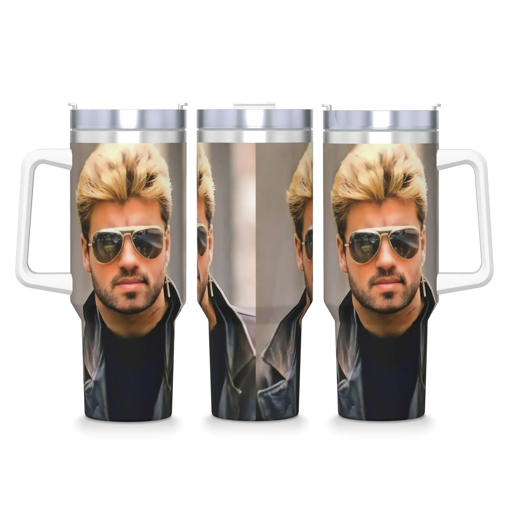 Stainless Steel Tumbler George Michael British Singer Mugs Cup With Straws  Travel Cold and Hot Water Bottle Portable Large Mug