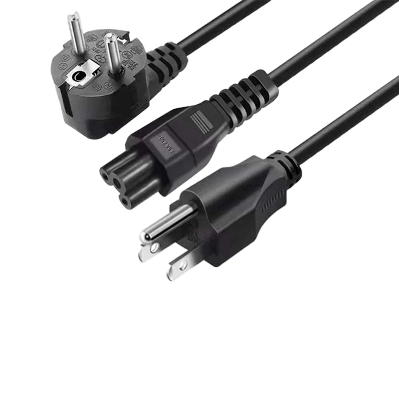 Cable de alimentación con enchufe europeo, 0,5/1,2/1,5/3/5m, IEC C5, cable de extensión de alimentación con enchufe estadounidense para impresora de TV HP, Dell, Lenovo, Asus, Notebook, LG