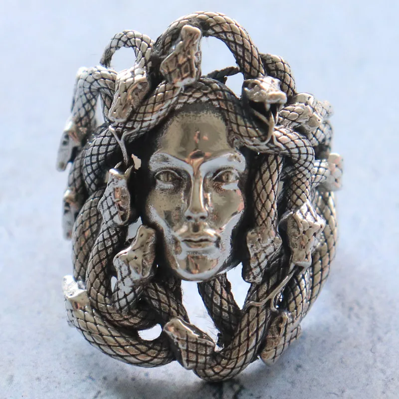 16g Medusa Gorgon Head Rings For Women Customized 925 Solid Sterling Silver Rings Many Sizes 5-10