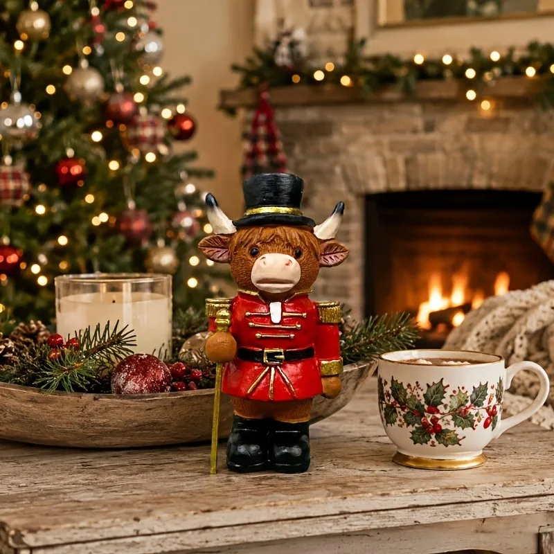 Resin Craft Figurine Highland Yak Nutcracker Guard Creative Home Outdoor Statue Decor