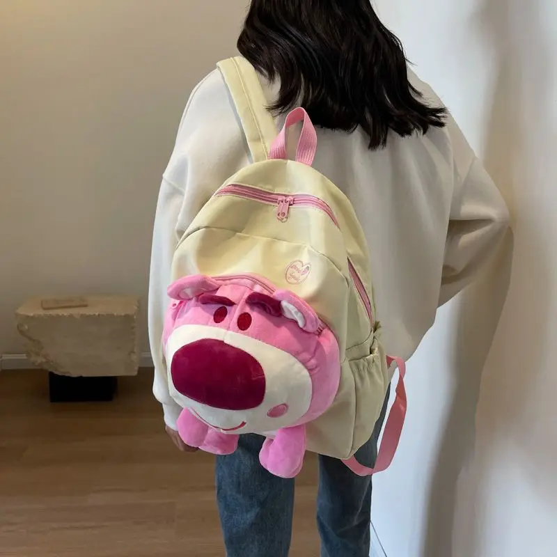 

Disney cartoon cute lotso toy junior high school student backpack backpack for outing travel storage large capacity backpack