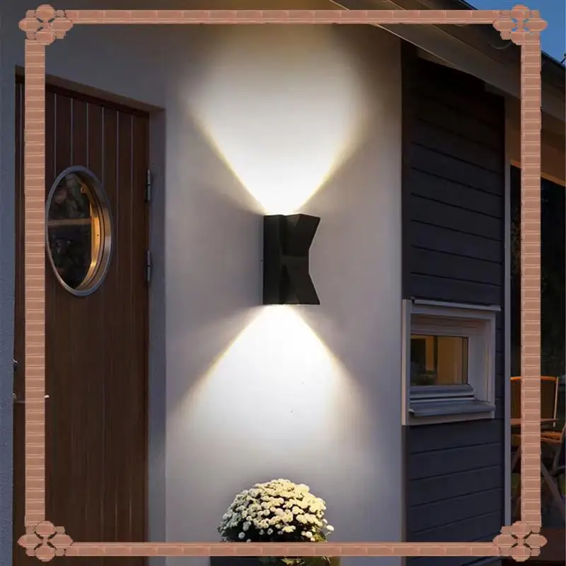 Entrega em 24 horas, moderna, à prova d'água, cabeça dupla, luz de parede externa, preto fosco, lâmpadas led para pátio, porta frontal e entrada