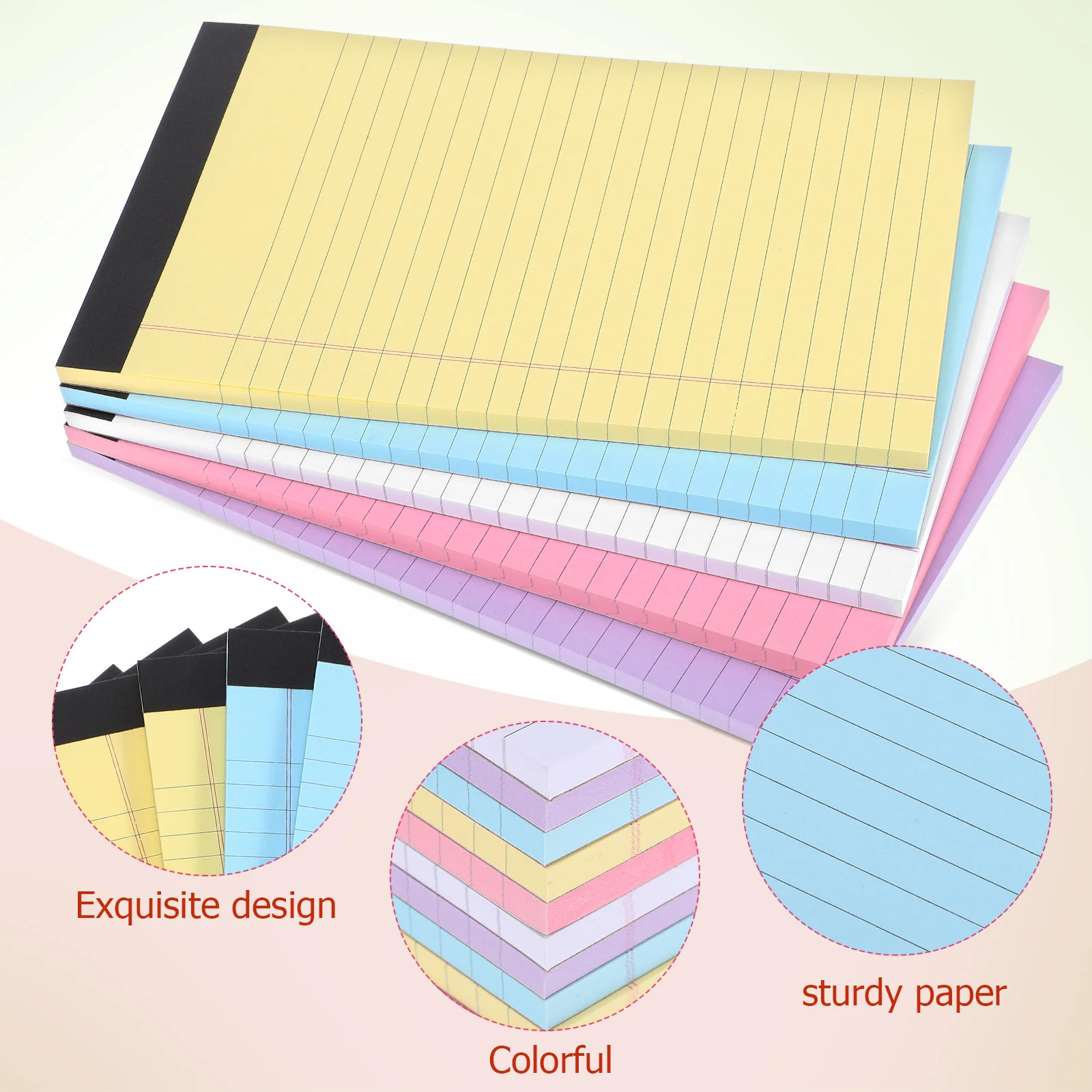 Colored Notepads A5 Small Legal Pads For Note Taking Writing Drawing Journaling Smooth Lined Paper Dotted Top