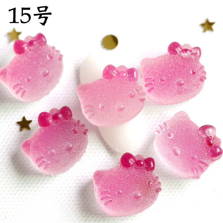 10Pcs New Kawaii Sanrio Hello Kittys Nail Charms Cartoon Diy Gradient Juice Fudge Shaped Nail Art Ornaments Cute Accessories