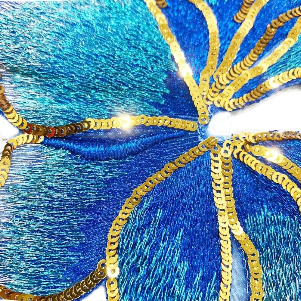 New Big Sequin Flower Applique Sew on Lace Trim 3D Flower Embroidery Patches DIY Mesh Applique Embroidered Applique
