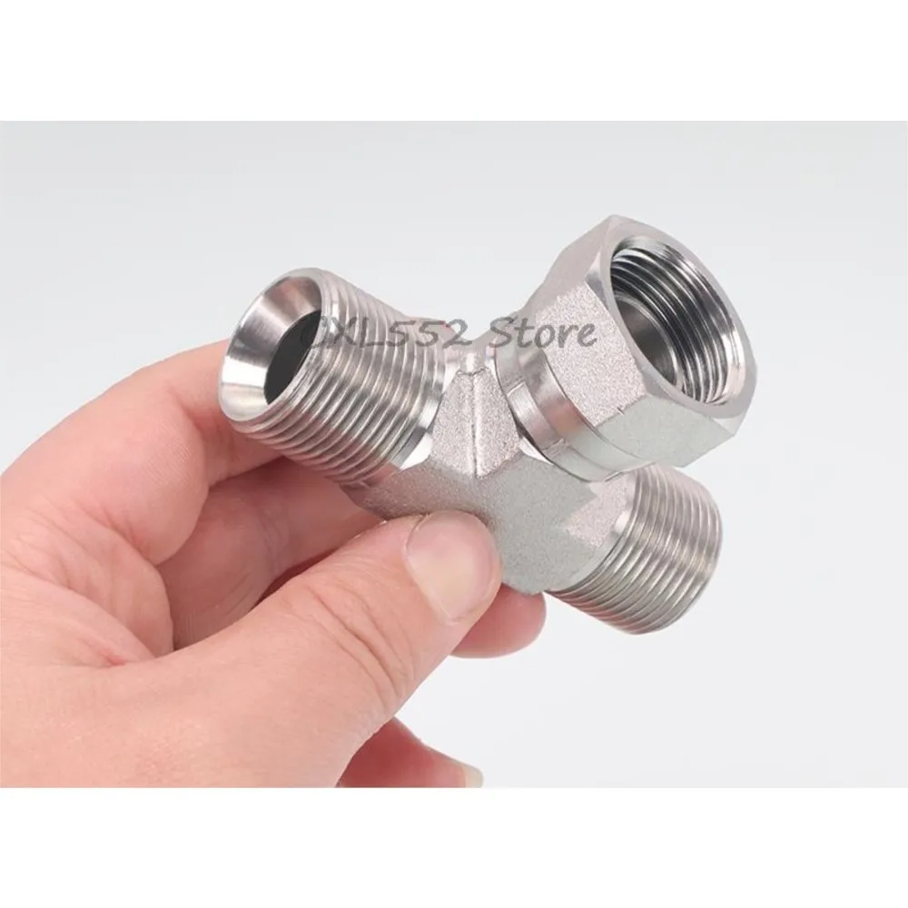 

1Pc 1/4" 3/8" 1/2" 5/8" 3/4" Female Male Thread D type C type 60 Degree Inner And Outer Cone Hydraulic Tee Joint