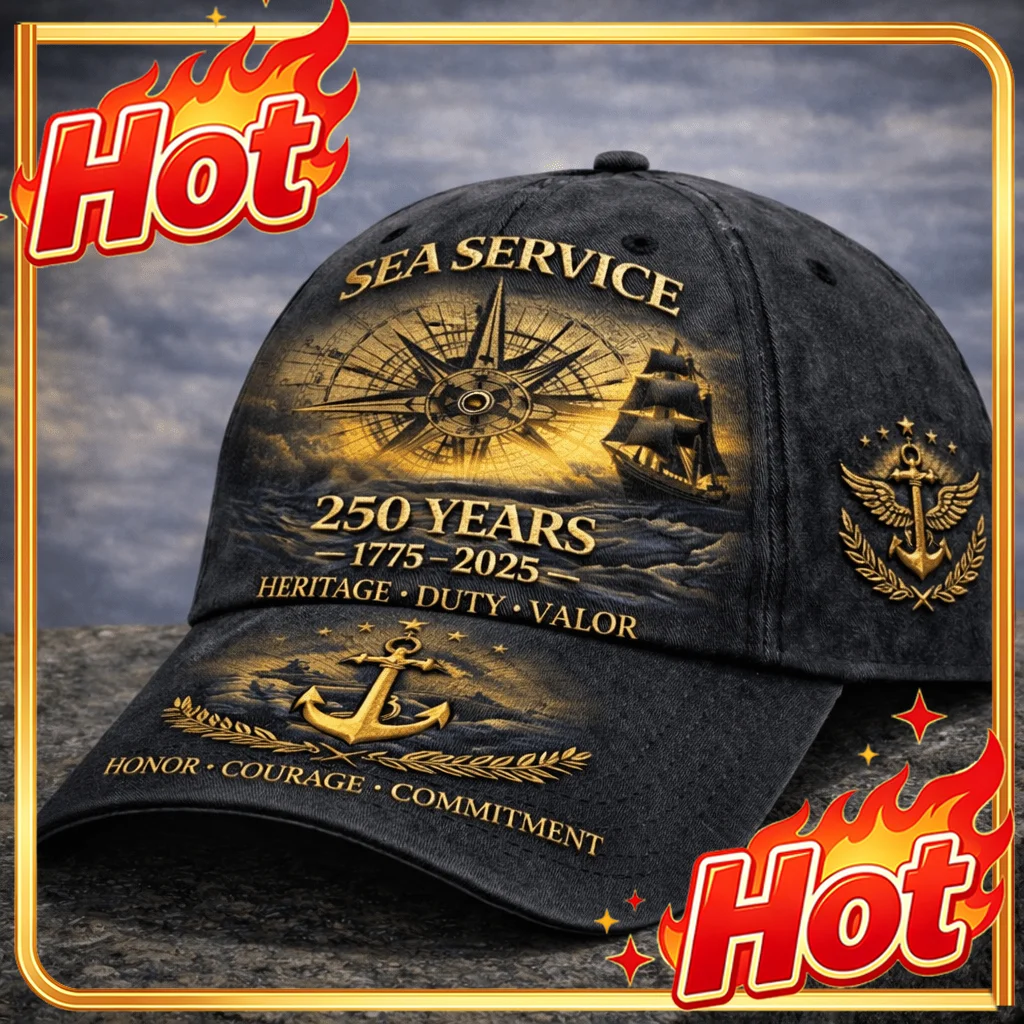 Custom Sea Service 250 Years Hat 1775-2025 | Heritage Duty Valor, Anchor Compass Ship, Coast Guard Tribute, Honor Courage