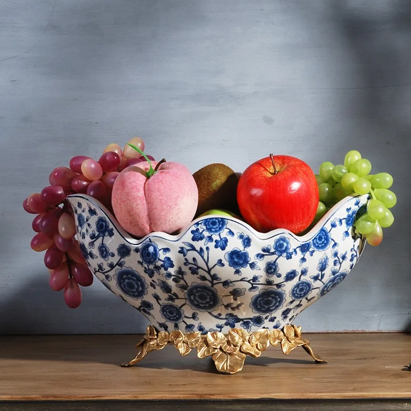 

Kitchen Fruit Plates Shelves Desktop French Aesthetic Plates Advanced Art Bandeja Decorativa Centro De Mesa Home Accessories