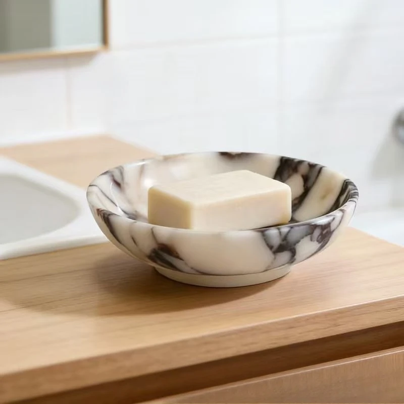 Light luxury marble pattern storage tray, entrance key jewelry tray, dresser decorative ornament