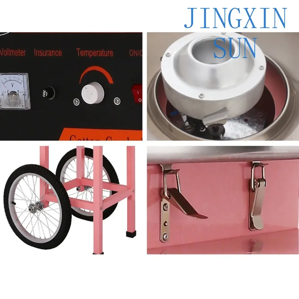 China Hot Electric Commercial Sugar Manufacturing Cheap Automatic Pink Cart Stand Cotton Candy Floss Machine Maker Candy Cart
