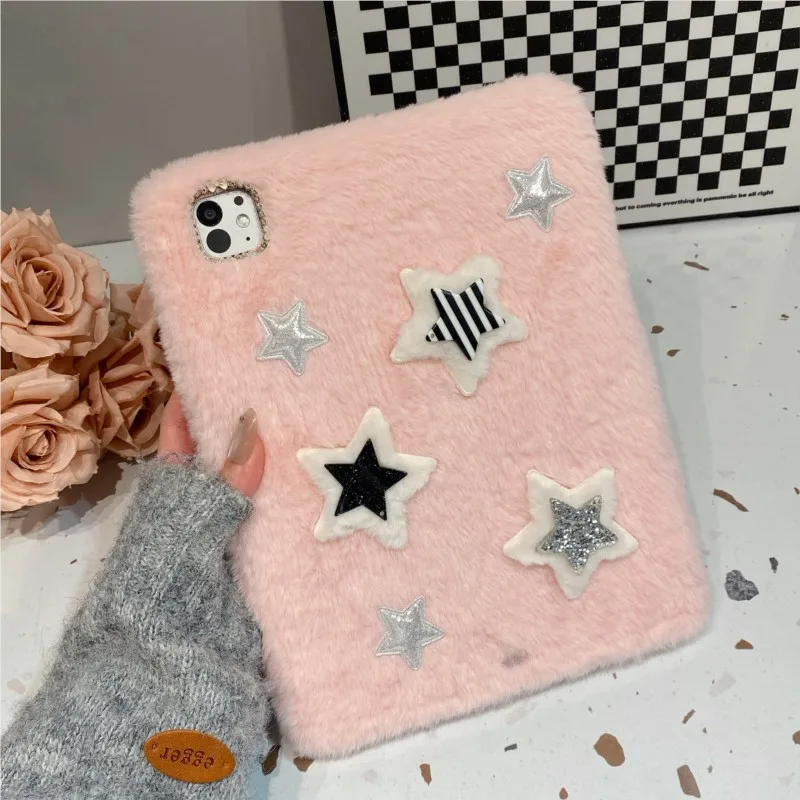 

Плюшевый чехол Pink Star с отделением для стилуса и блестками для планшетов Samsung Tab S6 Lite 10.4, A8 10.5, A7 10.4, S10 FE/S10 Lite 10.9