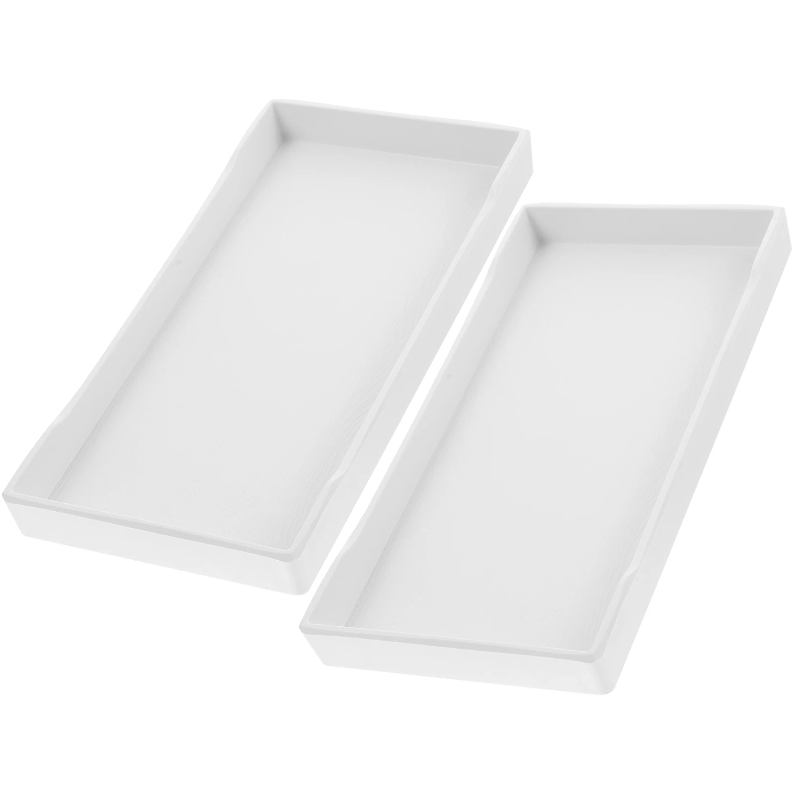 

2pcs Rectangular Plastic Tray Melamine Food Serving Square Household Fruit Snacks Portable Reusable Plates Home Party Kitchen