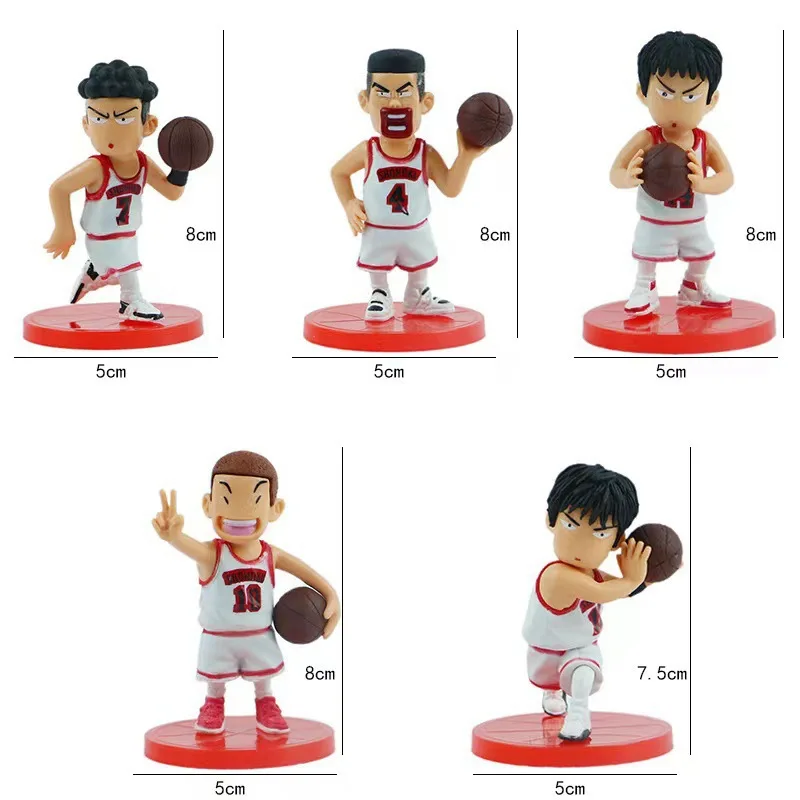 5PCS Slam Dunk Q Edition Sakuragi Hanamichi Ryukawa Maple Shobei Basketball Team Doll Handmade Ornament Car Decoration Toys image 5