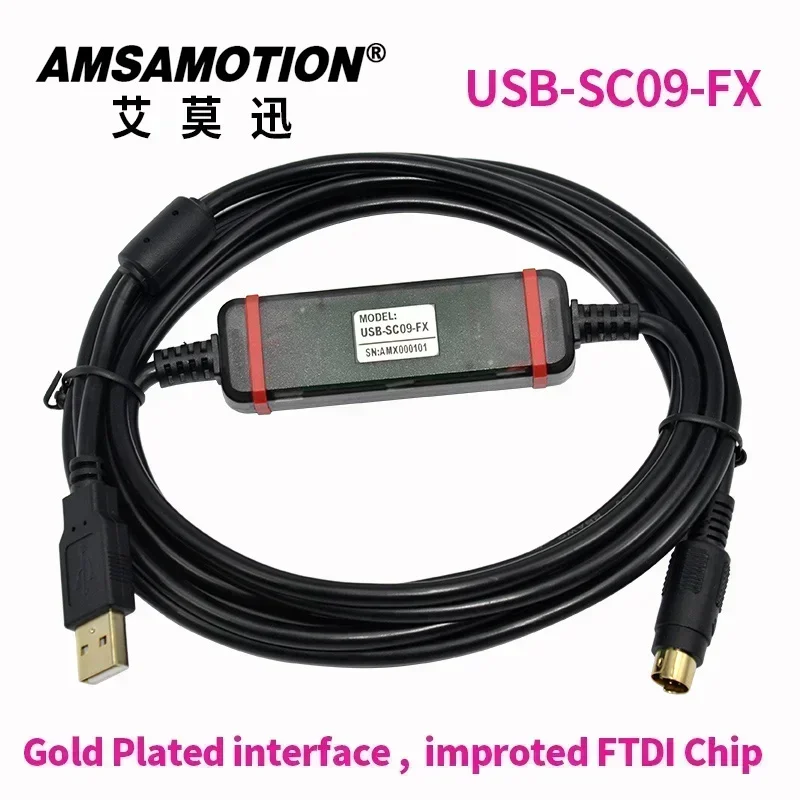 FTDI Chip Cable USB-SC09-FX Compatible with Mitsubishi For FX1N 2N 1S 3U Series PLC Programming  Data Download