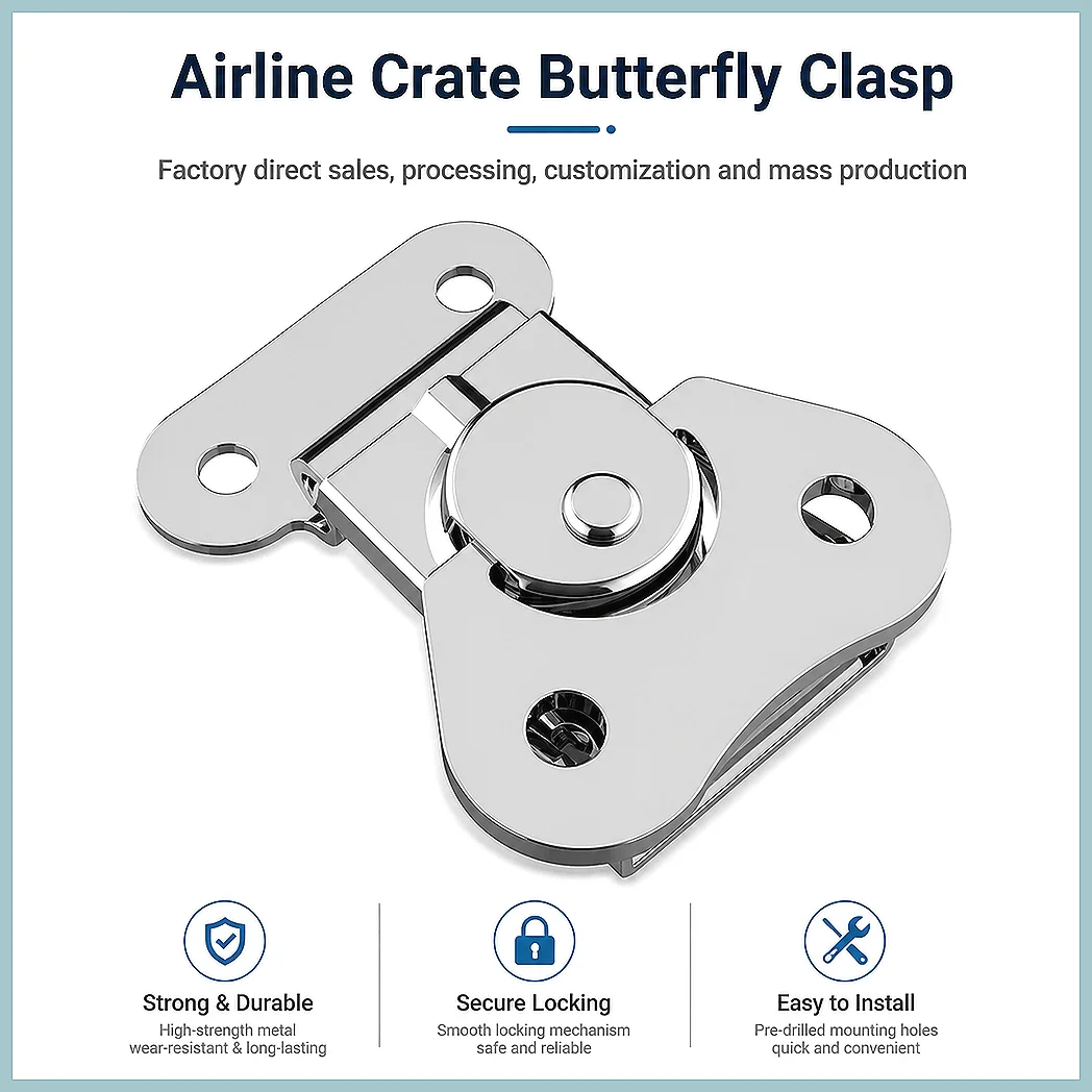 304 Food Grade Stainless Steel Butterfly Twist Buckle Rotary Latch Lock Anti-Rust Fastener for Aviation Case Tool Box