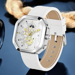 LIGE Fashion Military Watch Men Casual Sport Quartz Chronograph Wristwatches Top Brand Luxury Square Watch Relogio Masculino+BOX