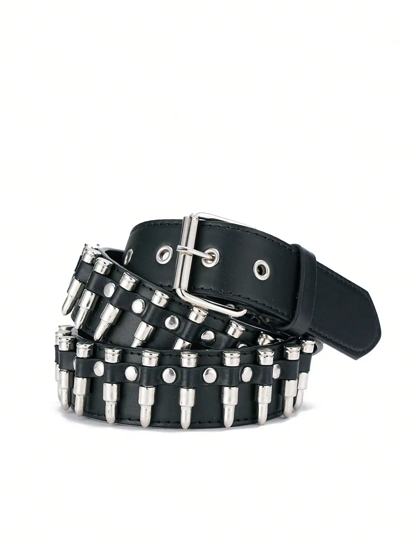 

Unisex Bullet Shaped Punk Rock Y2K Style Buckle PU Leather Belt Summer, School
