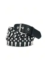 Unisex Bullet Shaped Punk Rock Y2K Style Buckle PU Leather Belt Summer, School