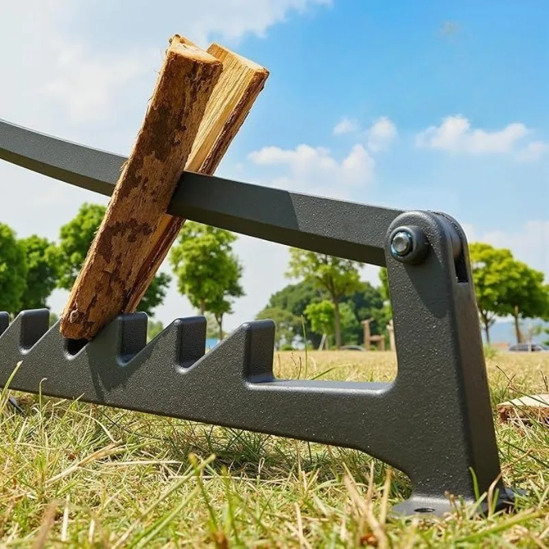 Upgraded 2.0 Double Handle Wall Mount Log Splitter Heavy Steel Manual Wood Splitting Tool For Backyard Firewood Cutting Work