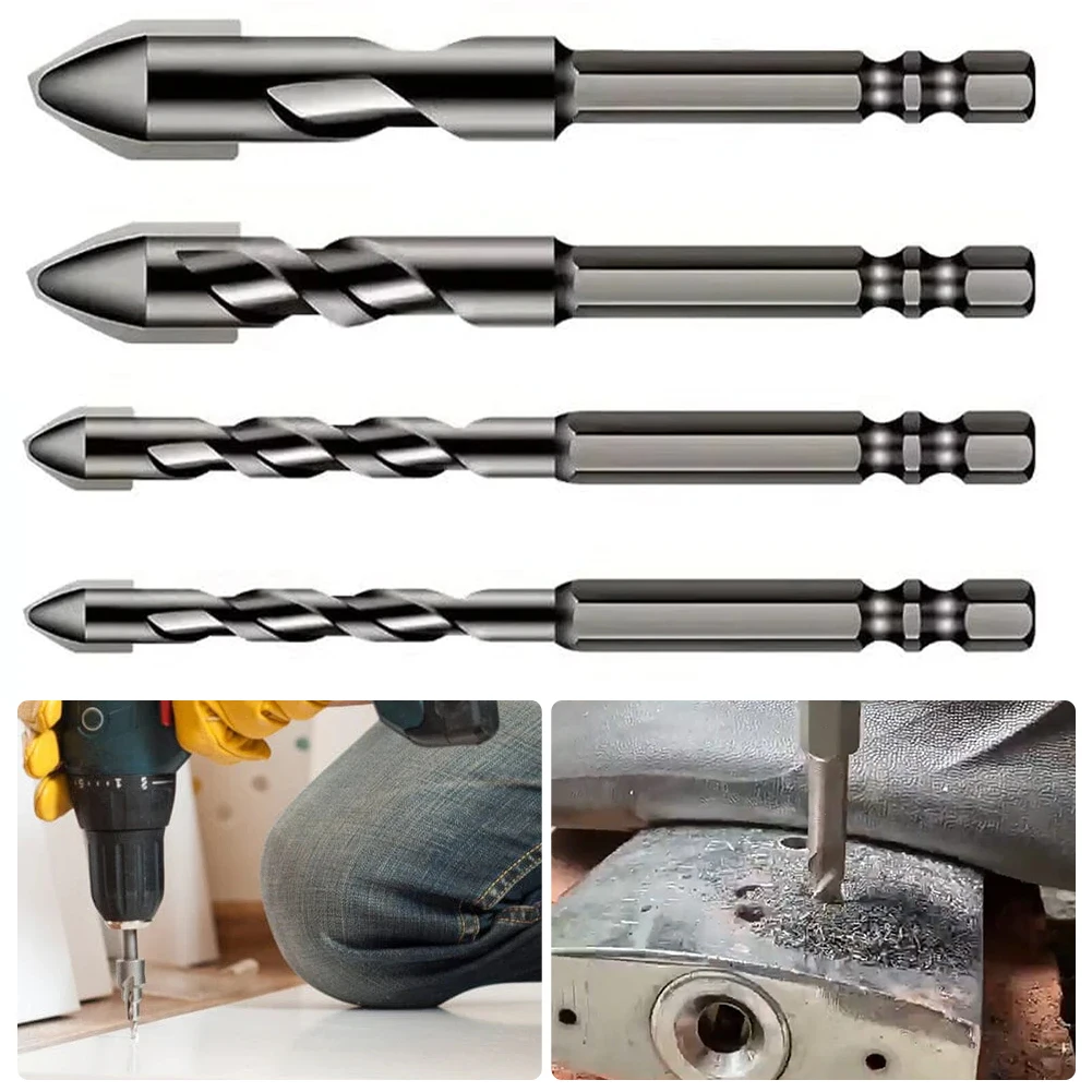 3/4 Pcs High-Strength Eccentric Twist Drill Bit 6mm/8mm/10mm/12mm Drill Bits Sets Masonry Drill Bits for Wood Glass Tile Plastic