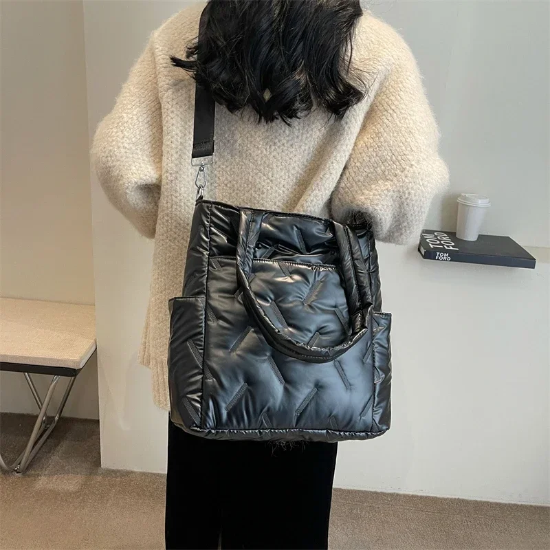 Large Capacity Women\'s Crossbody Bags Hot Sale Zipper High Quality 2024 Glossy Ladies Shoulder Bags Bolsas Para Mujeres