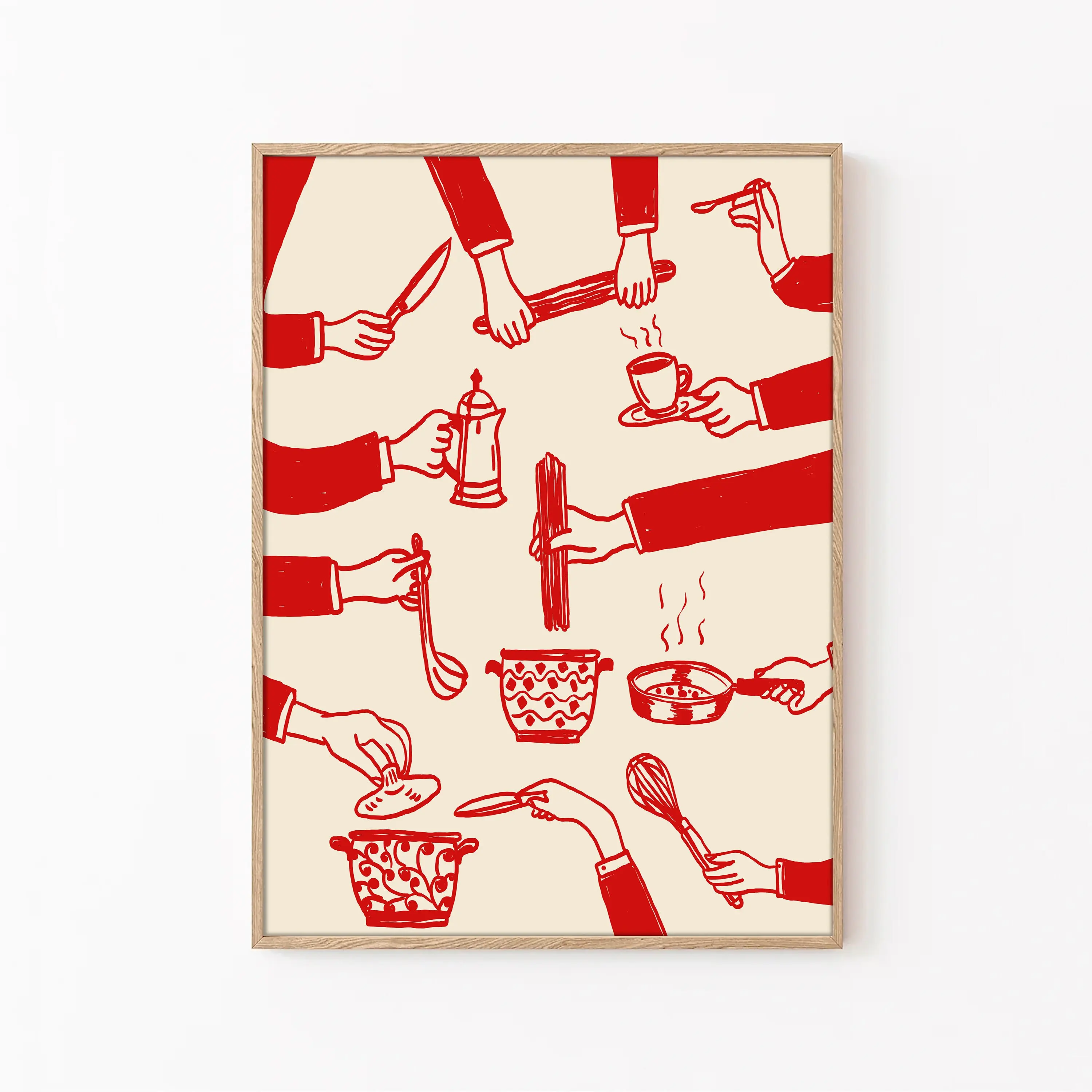Bon Appetit Retro Kitchen Lets Eat Cooking Hands Poster Print Wall Art Pictures Canvas Painting Living Room Bedroom Home Decor