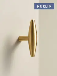 NURLIN Solid Brass T-bar Cabinets Doors Drawers Furniture Pastoral American European French Style Matte Gold Handle