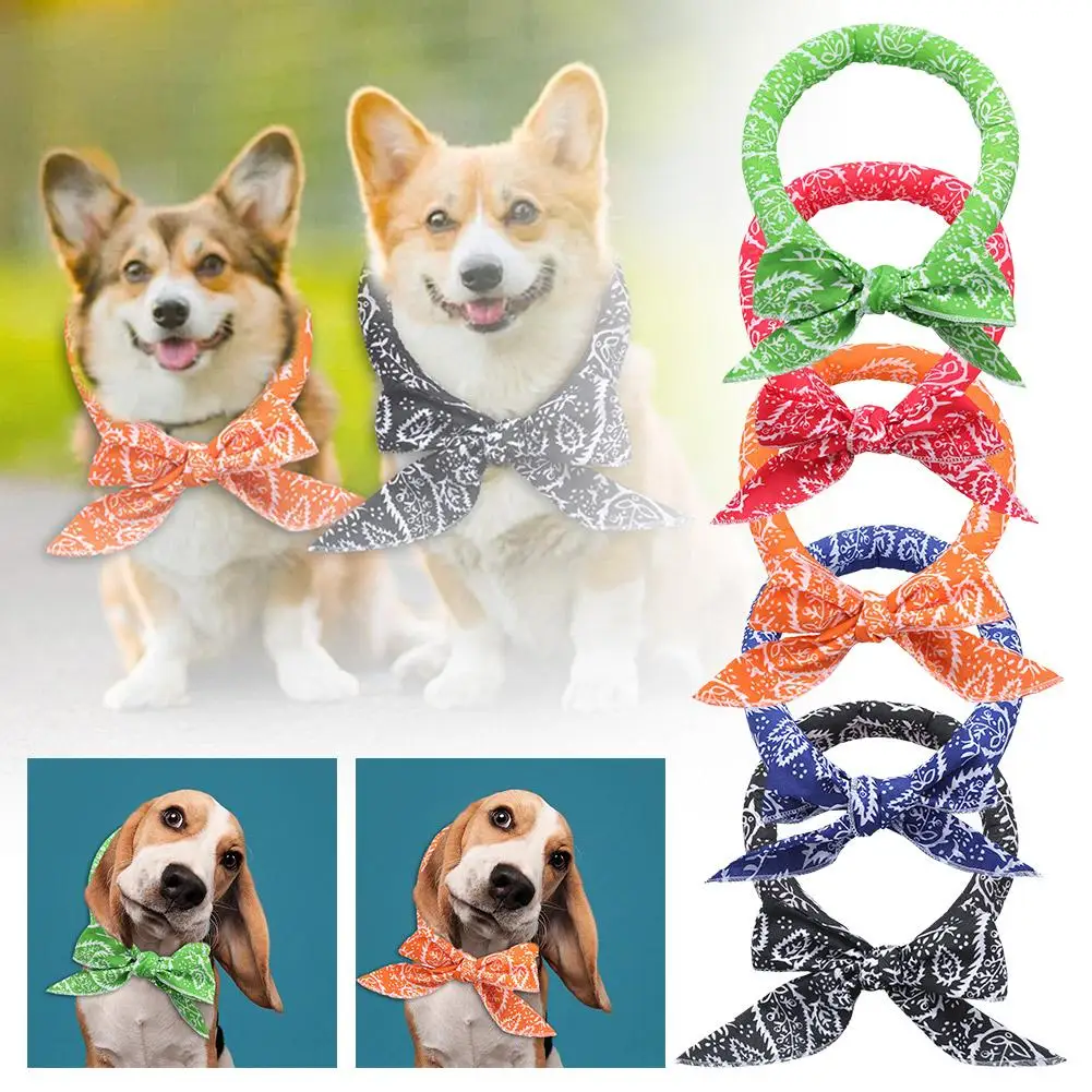 Summer Pet Cooling Ice Scarf Cool Ice Towel Heatstroke Collar Dogs Ice Scarf Bib Collar Dog Supplies Cooling Adjustable K3h3