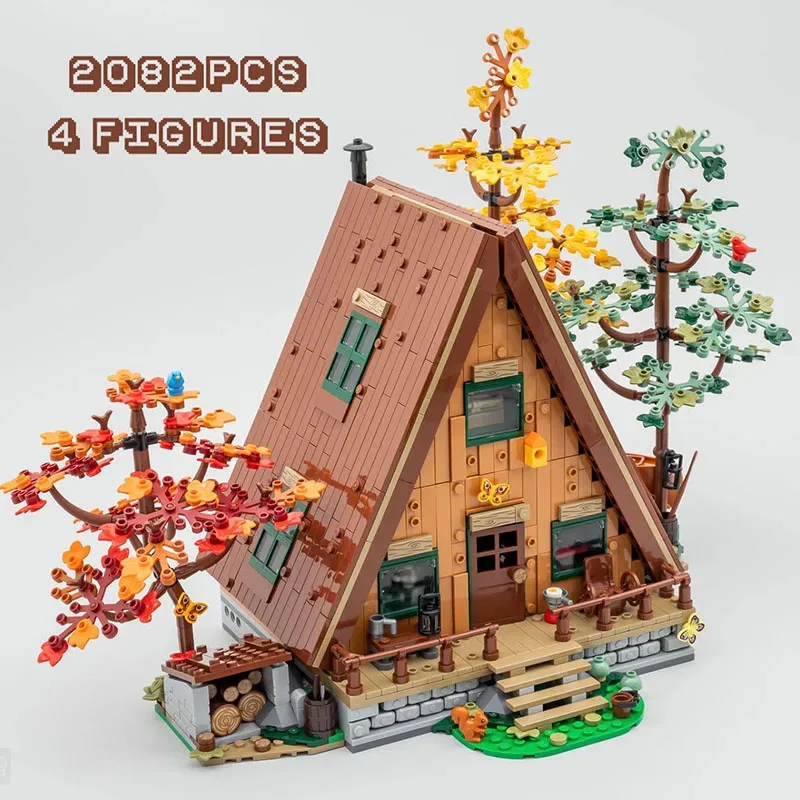 2082 pz tipo A Frame Cottage architettura compatibile quattro stagioni foresta casa sull'albero fai da te giocattoli per bambini compleanno regalo di natale 21338