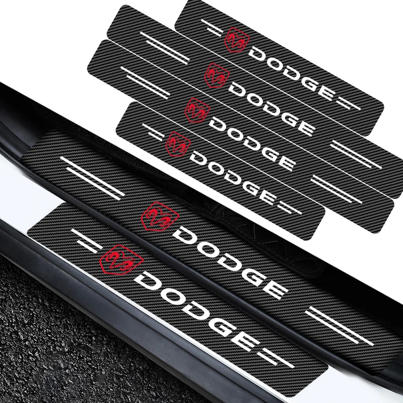 Protetor de Soleira de Porta de Carro 4 Peças Adesivo Emblema Decalque Acessórios Automotivos para Dodge Durango Caliber Dakota Neon SXT Nitro Ram SRT