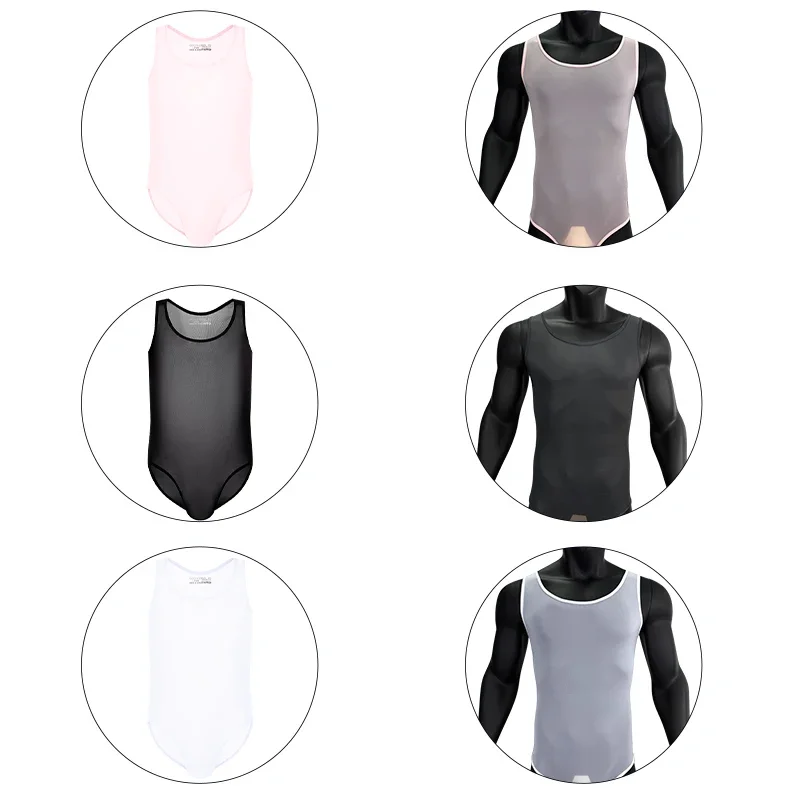 1/2 PCS ชายฟิตเนส Faja Para Hombre เสื้อแขนกุดบาง Rompers ชุดชั้นในผอมแฟชั่นชาย Bodysuits Thongs