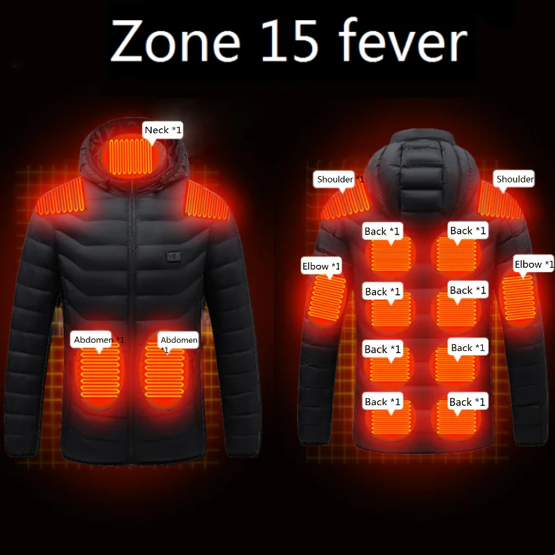 15 Areas Self Heated Vest Body Warmer USB Powered Women's Warm Men's Heating Jacket Heated Vest Man Thermal Winter ClothingS-6XL