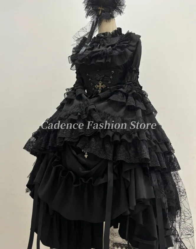 Abiti da ballo a maniche lunghe con maniche lunghe per ragazze gotiche vintage personalizzate Lolita Abiti da sera rococò con corsetto Abiti da festa