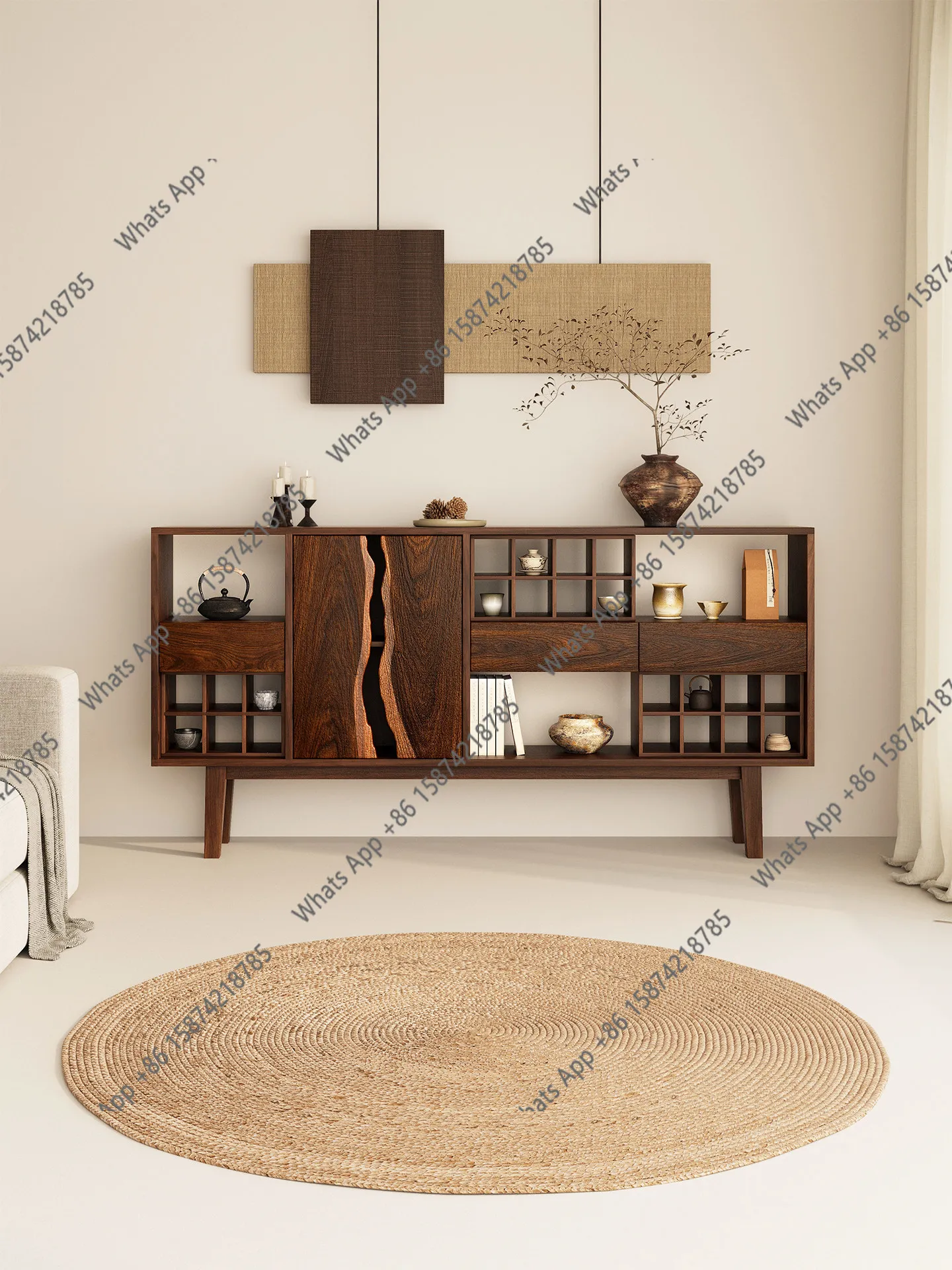 Wabi Sanfeng Solid Wood Bogu Rack Entrance Cabinet Side Cabinet Tea Set Display Rack Storage Rack
