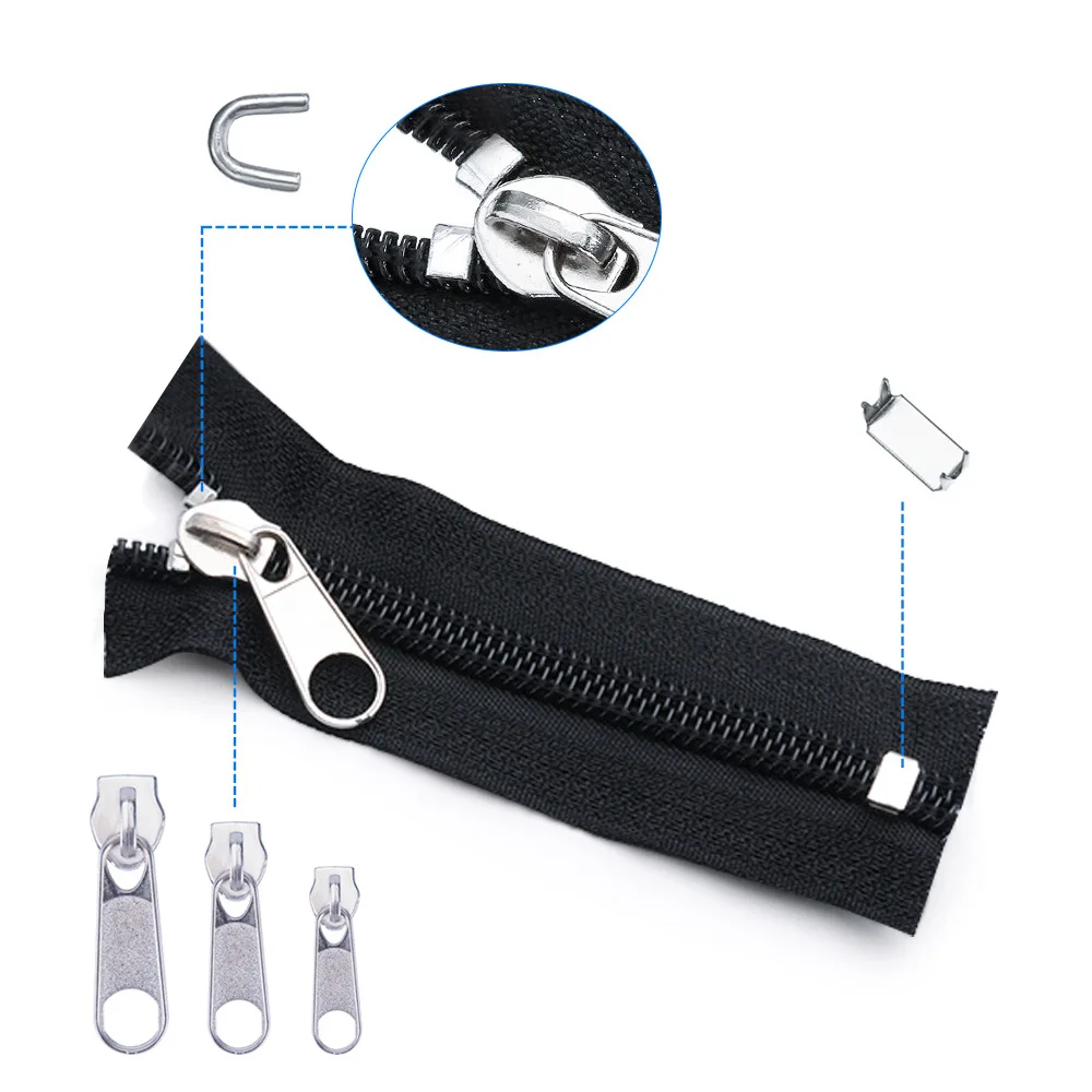 197pcs Zipper Repair Kit Zipper Replacement Puller For Clothing Tent Install Pliers Tool Stop Extension Luggage Clothing