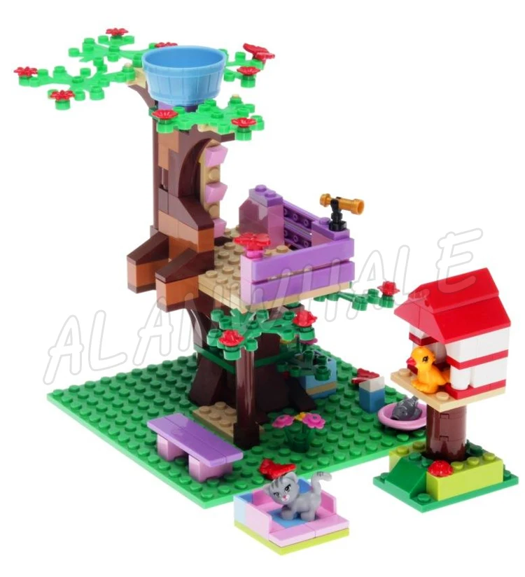 193 pz amici casa sull'albero di Olivia casetta per uccelli scale pieghevoli fiore 10158 Building Blocks giocattolo compatibile con il modello