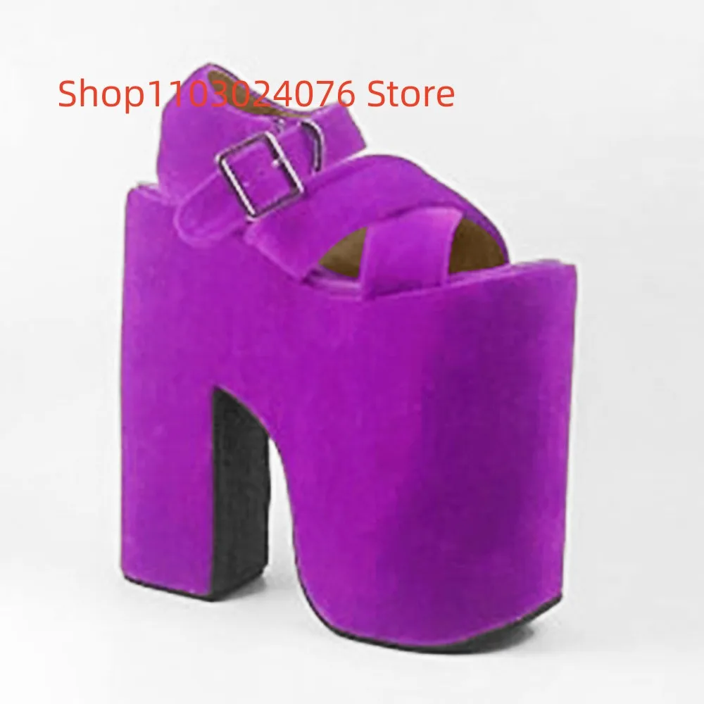 DIZHUANG shoes Fashionable women\'s high heels sandals. Abouit 16cm heel height. Irregular heel sandals.  Thick soled shoes 34-46