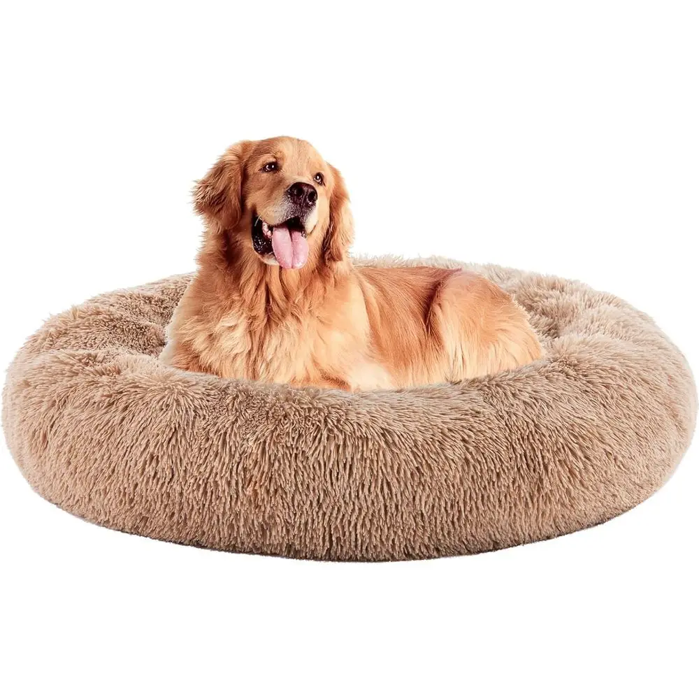 

37.4 Inch Calming Donut Dog Beds for Large Dogs, Washable Cuddler Warming Cozy Plush Round Pet Bed, Anti-Slip Bed for Indoor Dog