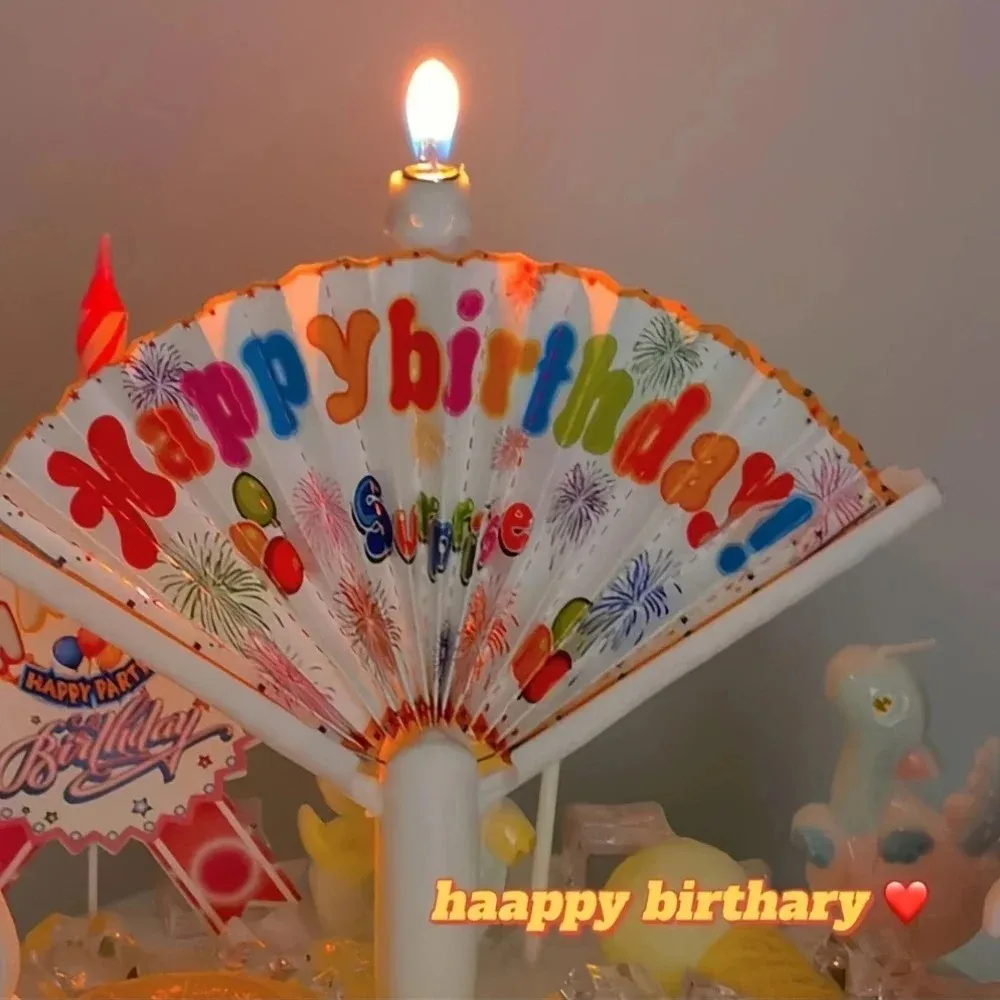 new vibrant multi-color automatic open fan candle - happy birthday surprise wishing candle with red & pink accents party