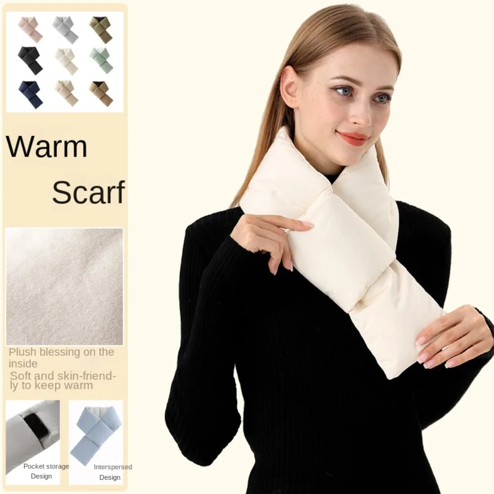 

Simple Fashion Down Cotton Winter Mouth Loan Scarf Warm Thickened Cross Ring Scarves Soft Camping Skiing Scarve Women Men