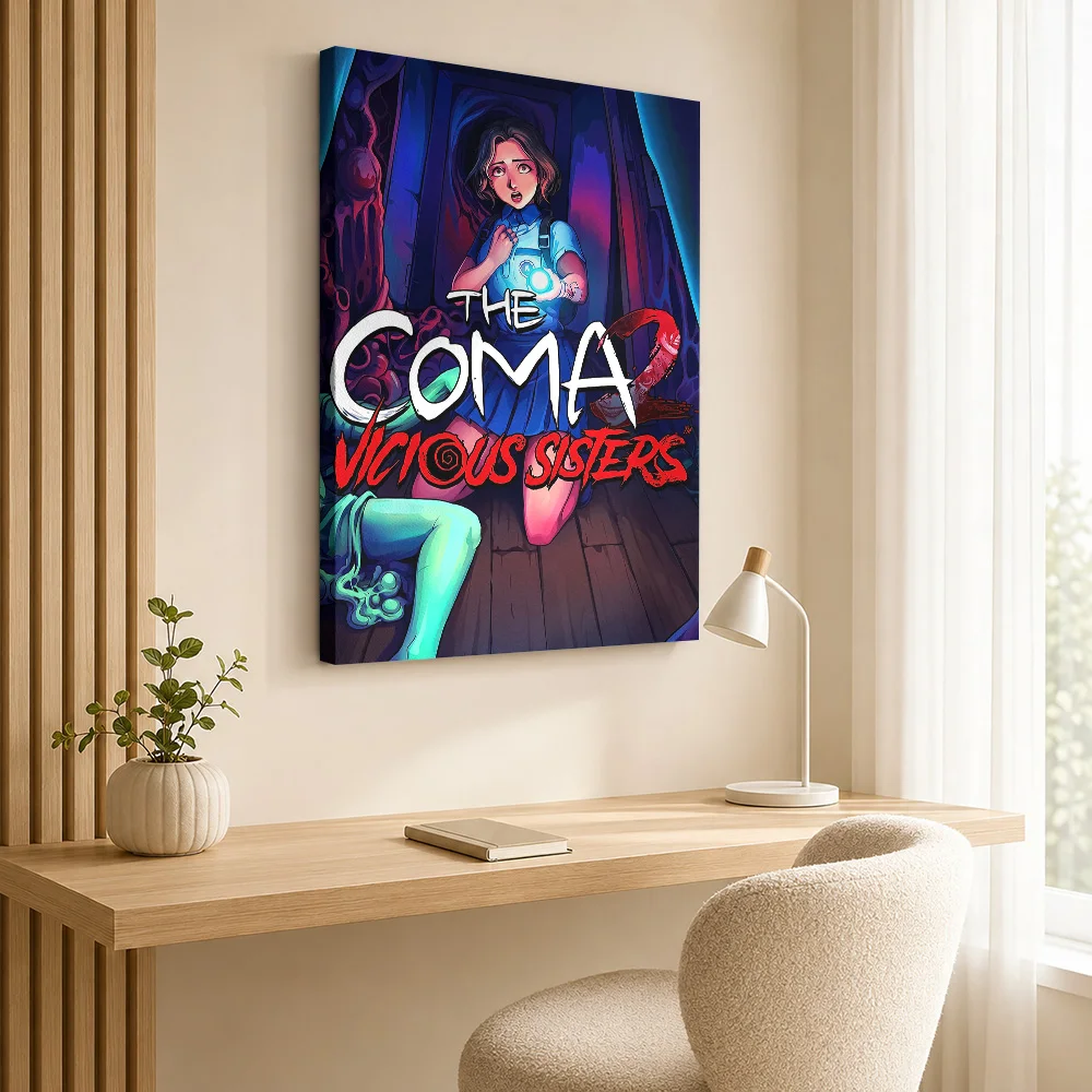 The Coma 2: Vicious Sisters Game Framed Canvas Poster Personalized Photo Detailed Illustration Wall Art For Gaming Desk Area
