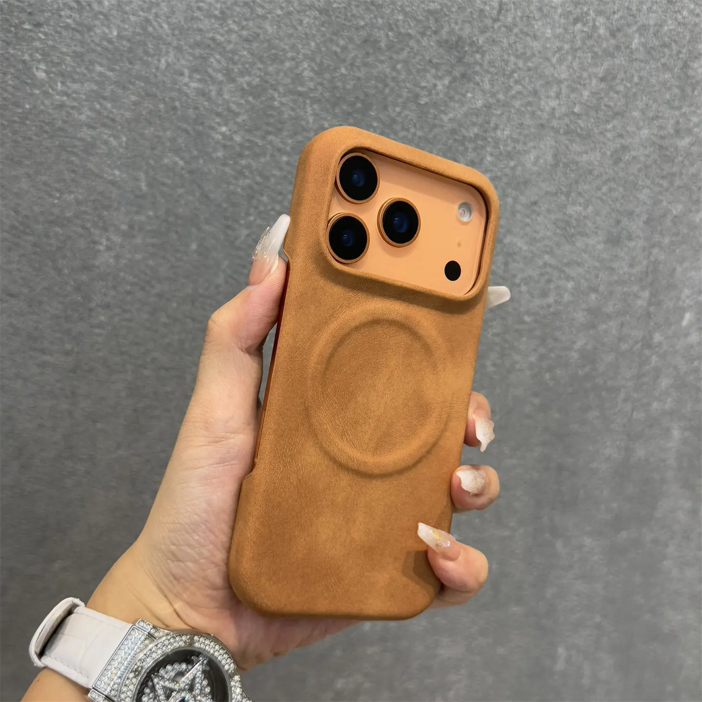 

Phone Case for iPhone 17 Pro Max 16 15 Vintage Suede Leather Magnetic Full Camera Protection Anti-Scratch Business Shockproof