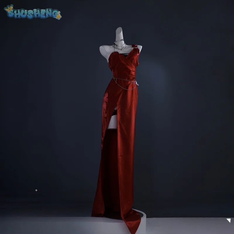 

Path to Nowhere Catherine August Cosplay Costume Strapless Dress Bracelet Necklace Ring Glove Halloween Women Red Sexy Uniform